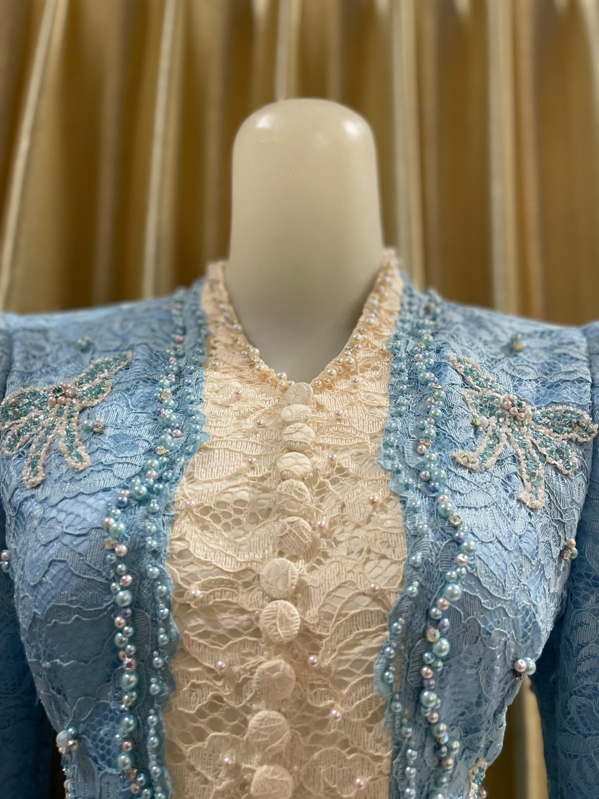 Kebaya Mix Biru-Butter Yellow Premium
