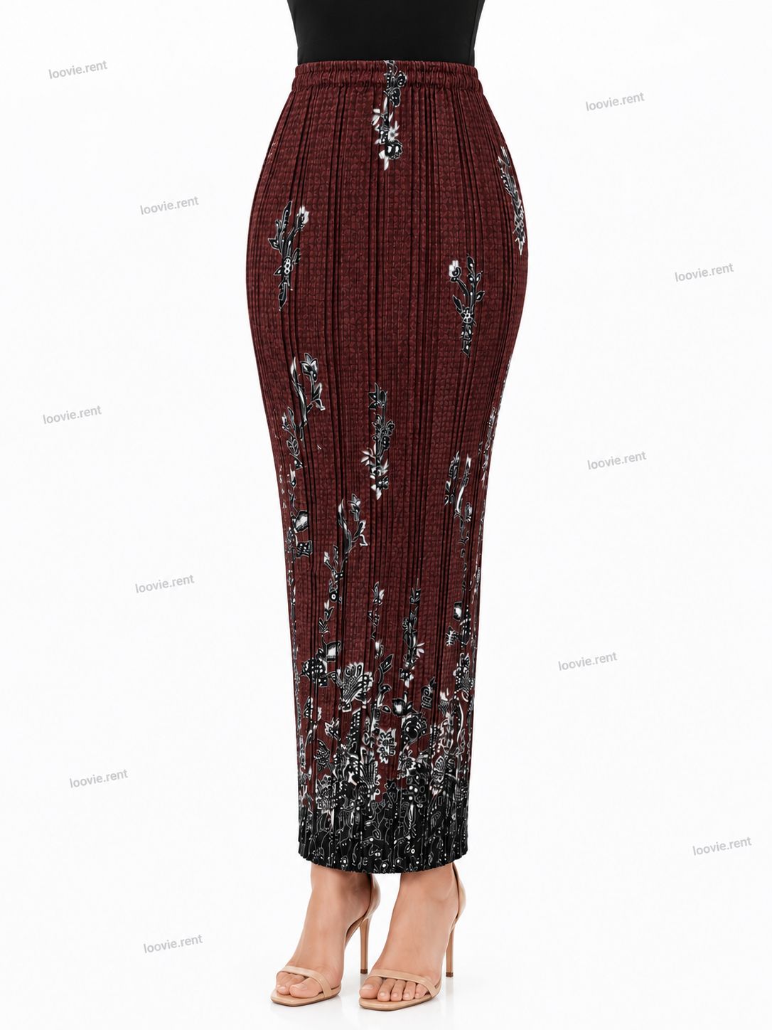 Plisket Floral Lereng Maroon-08
