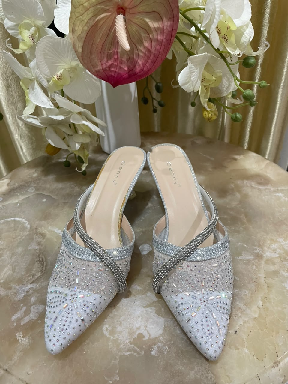 Heels GN41 silver slip on